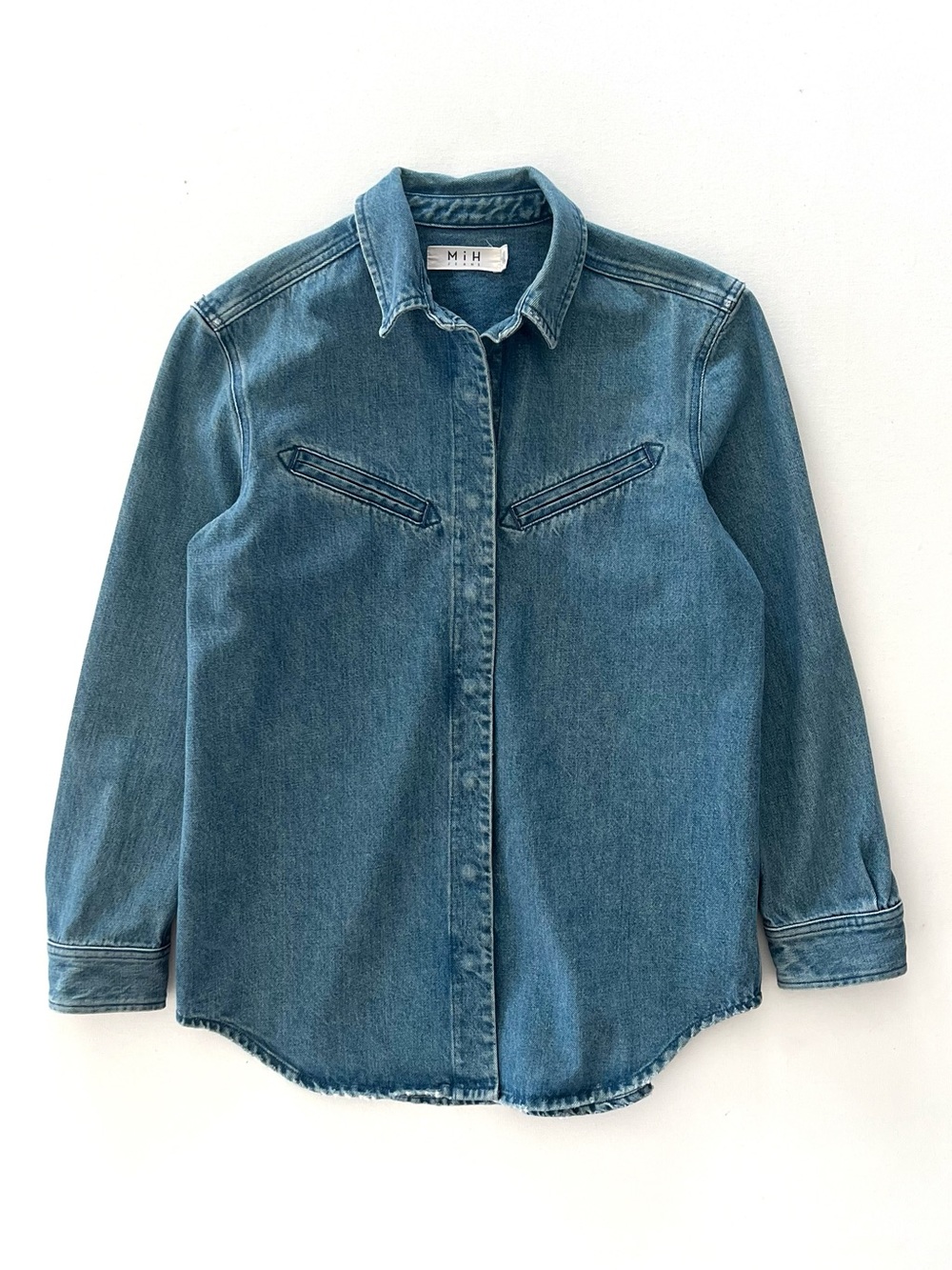 MiH Jeans Denim Shirt Shacket Structured Rigid Cotton Size Small